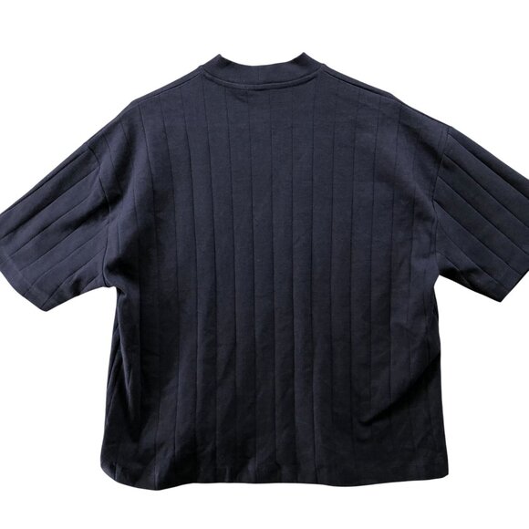 Asos Oversized Body Rib High Neck T Shirt Mens XS Navy Blue Short Sleeve - Picture 2 of 8